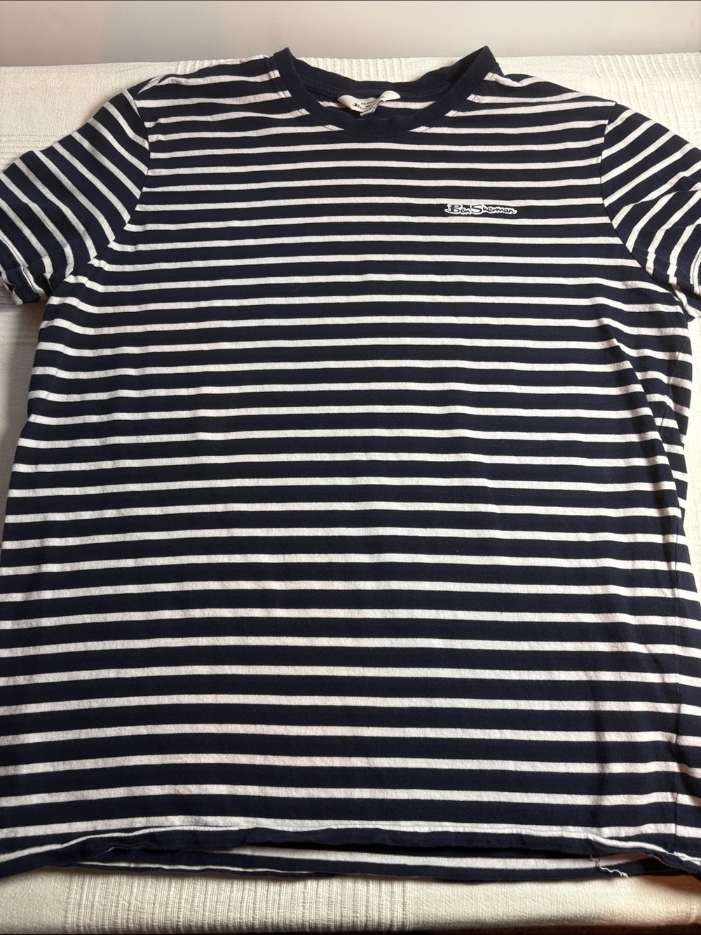 Ben Sherman Navy & White Striped Crew Neck Tee